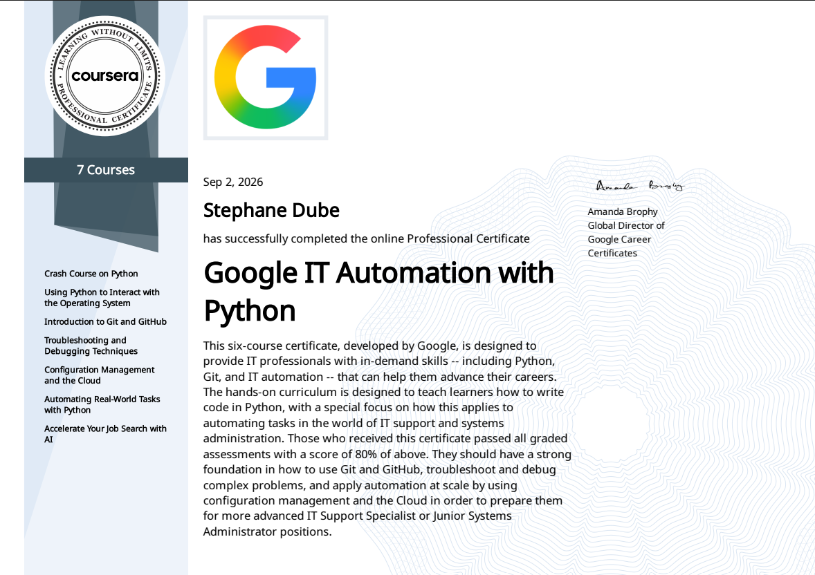 Google IT Automation — Python